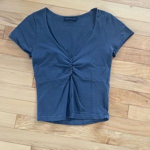 Brandy Melville - gathered V back T-Shirt, navy blue